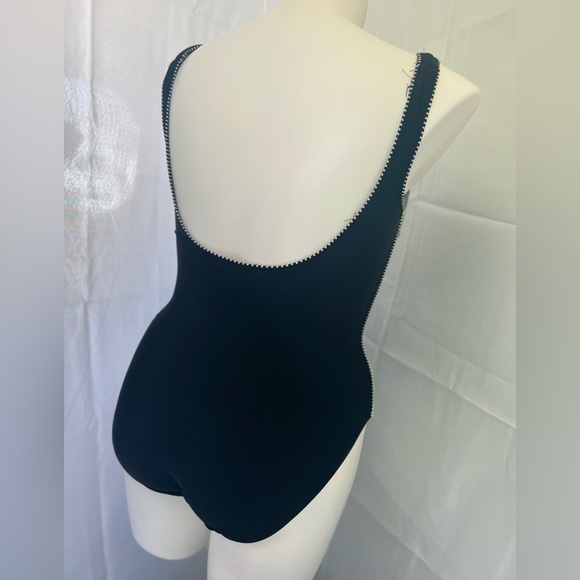 Black with Neon Green stripe One-Piece Swim Wear - Picture 2 of 3